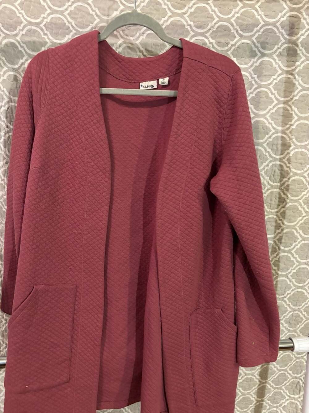 L.L.Bean Quilted Open-Front Cardigan Jacket Mauve Size M